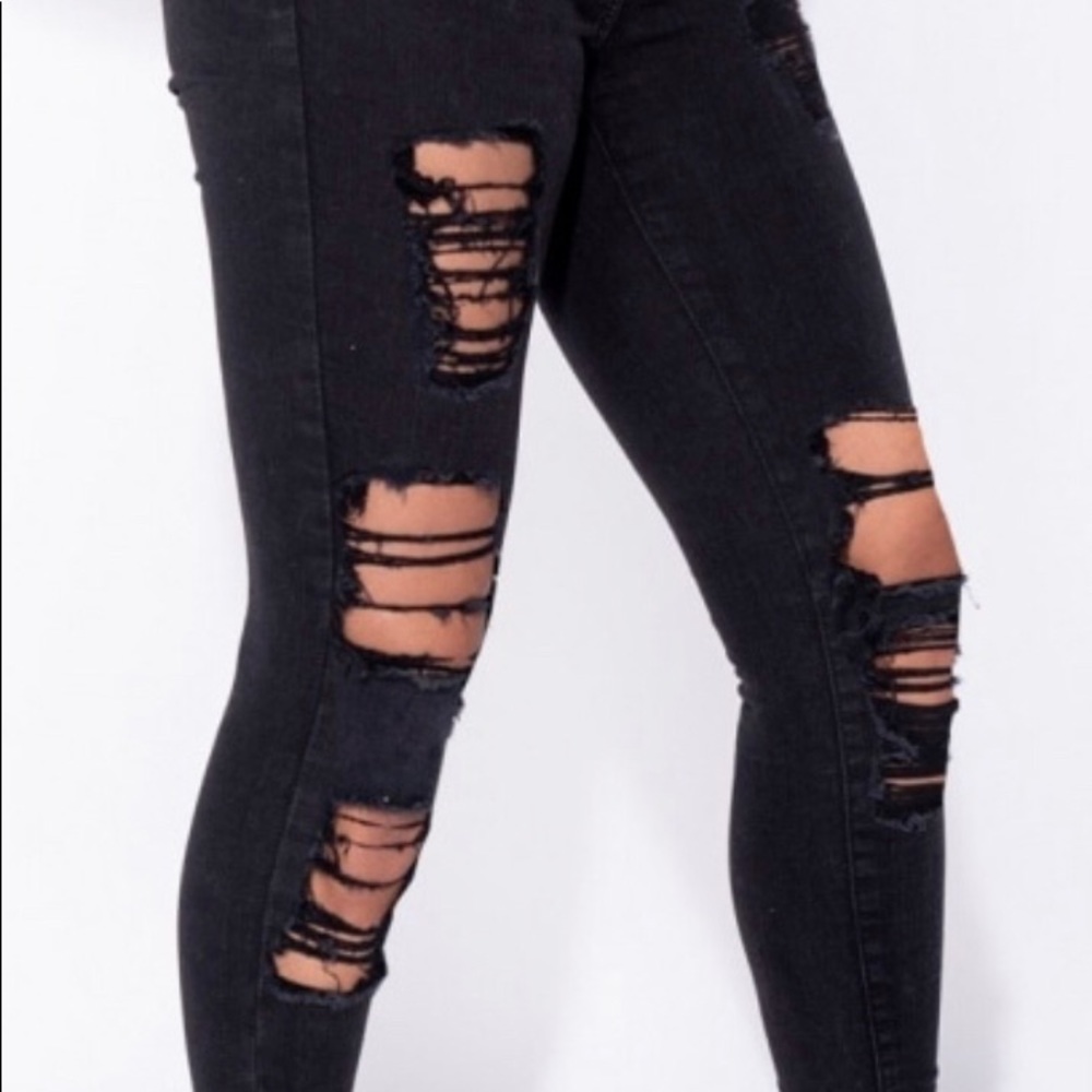 Distressed Mid Rise Skinny Jeans - Picture 3 of 6